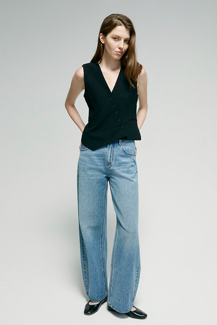 Slope Curve High-Rise Wide-Leg Jeans