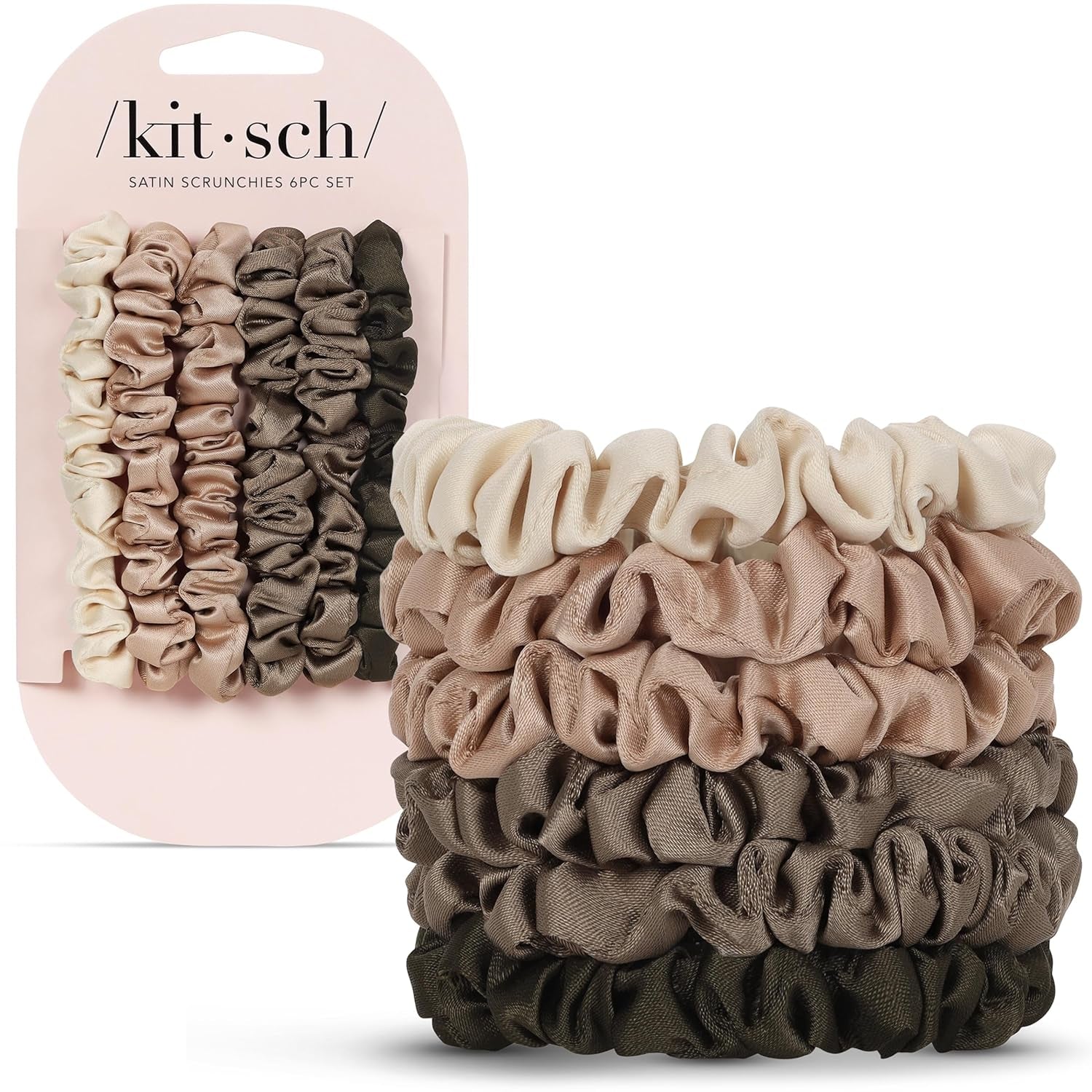 Ultra-Petite Satin Scrunchies for Women - No Crease, Frizz-Free Sleep | Softer than Silk Scrunchies Gentle on Hair Scrunchies for All Hair Types | Stylish Hair Accessories - Eucalyptus, 6Pcs