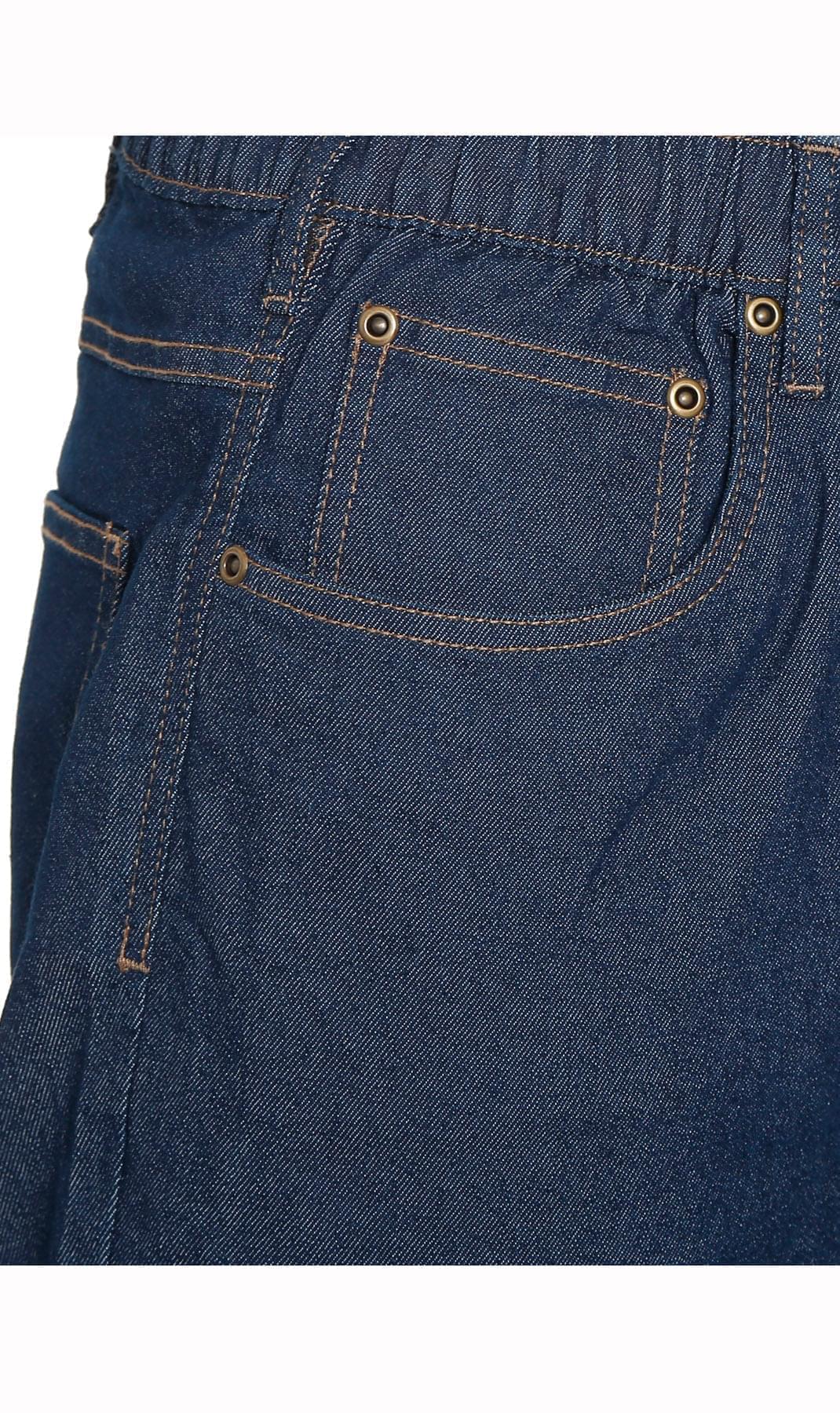 Men's lightweight pull-on jeans in denim and twill with elastic waistband, relaxed fit through seat and thigh