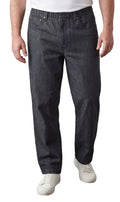 Men's lightweight pull-on jeans in denim and twill with elastic waistband, relaxed fit through seat and thigh