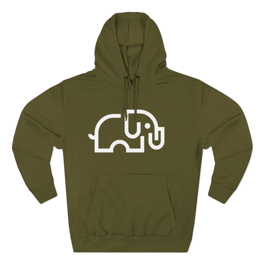 Relaxed-fit fleece pullover hoodie in Army Green with kangaroo pocket and adjustable drawstring hood