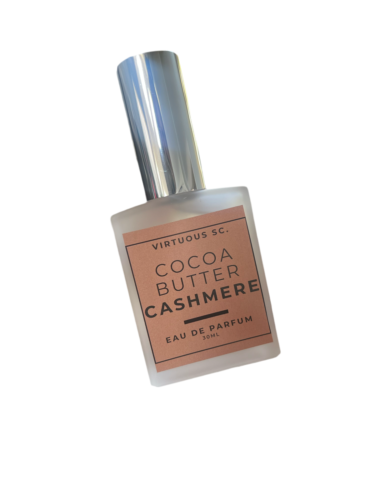 Virtuous Soap Company Cocoa Butter Cashmere 1.7 oz perfume bottle with warm vanilla and cocoa butter scent notes