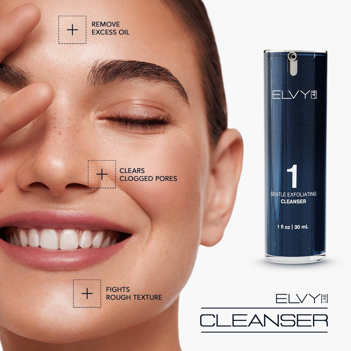 ELVY Lab The Regimen four-step men's daily skincare system kit with numbered products arranged in order