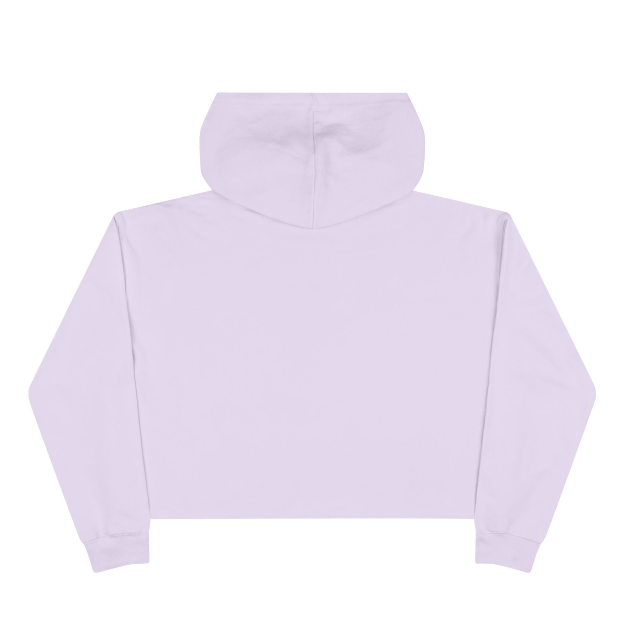 White cropped hoodie with minimal hand-drawn RUT*ROh chest graphic, dropped shoulders and raw hem, casual streetwear style