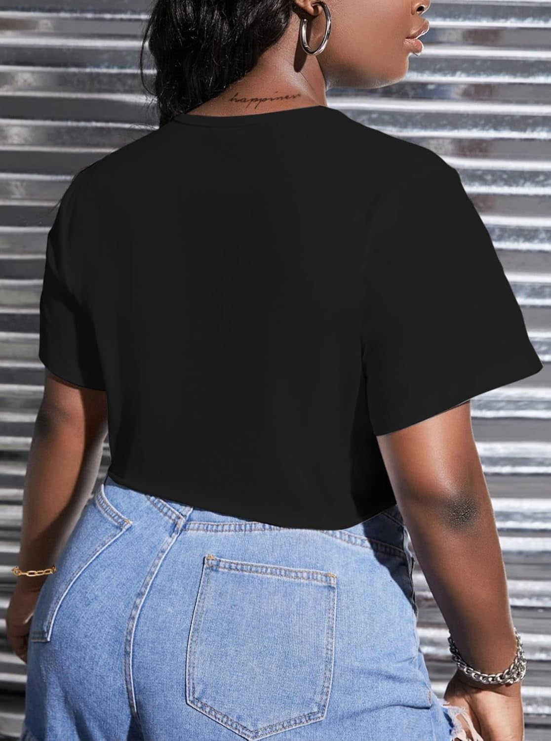 Women'S Sexy Graphic Crop Tops Summer Cut Out Chain Shirts Short Sleeve Cropped Tee