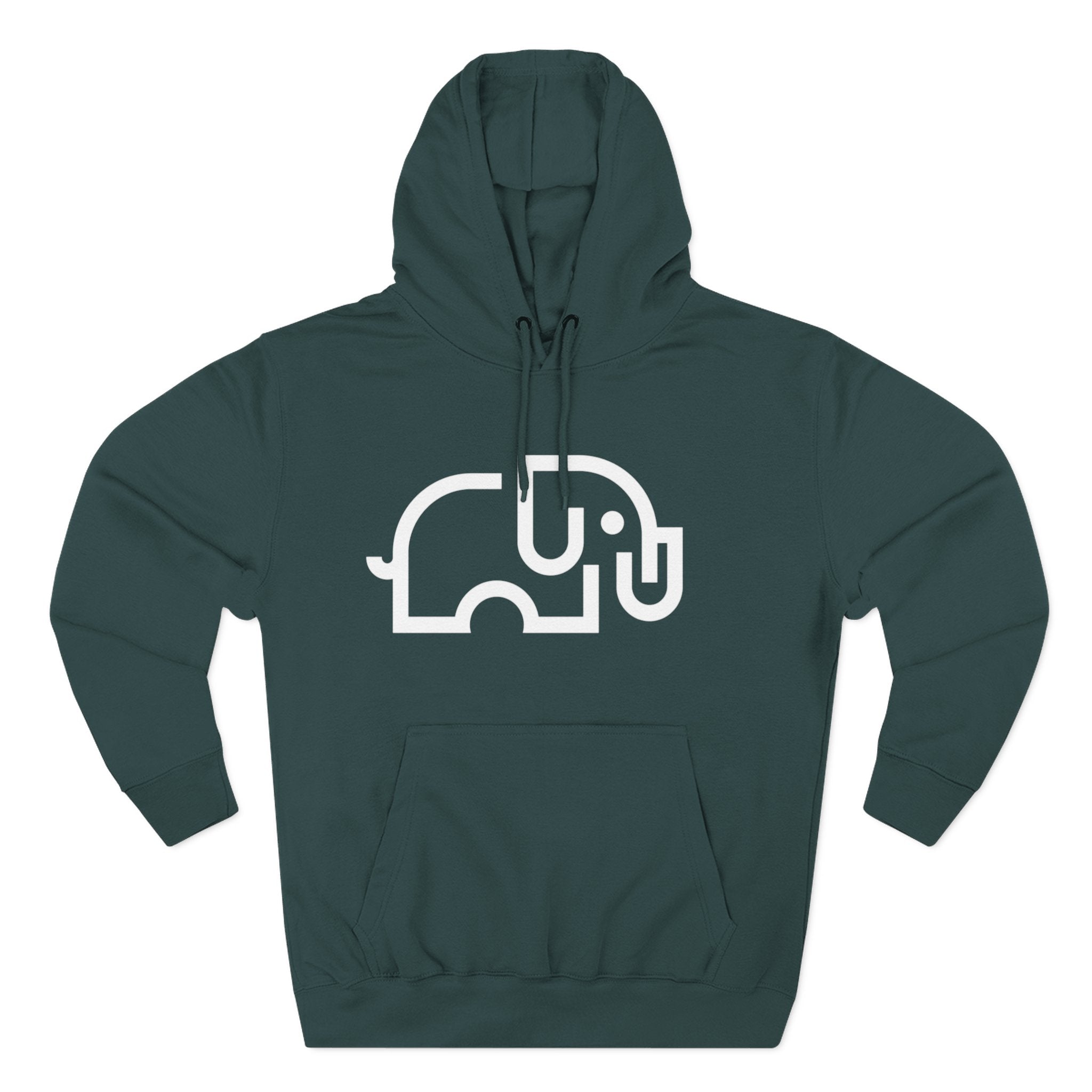 Relaxed-fit fleece pullover hoodie in Army Green with kangaroo pocket and adjustable drawstring hood