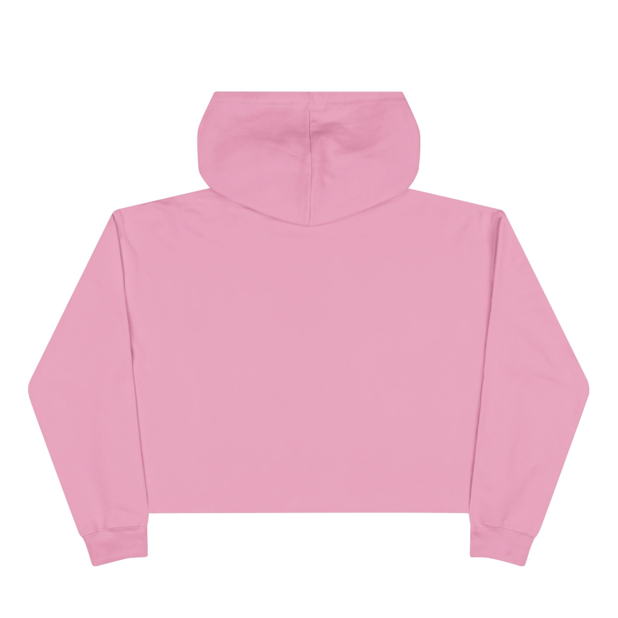 Women's pale pink cropped hoodie with minimalist single-line elephant graphic on chest, shown from front on female model