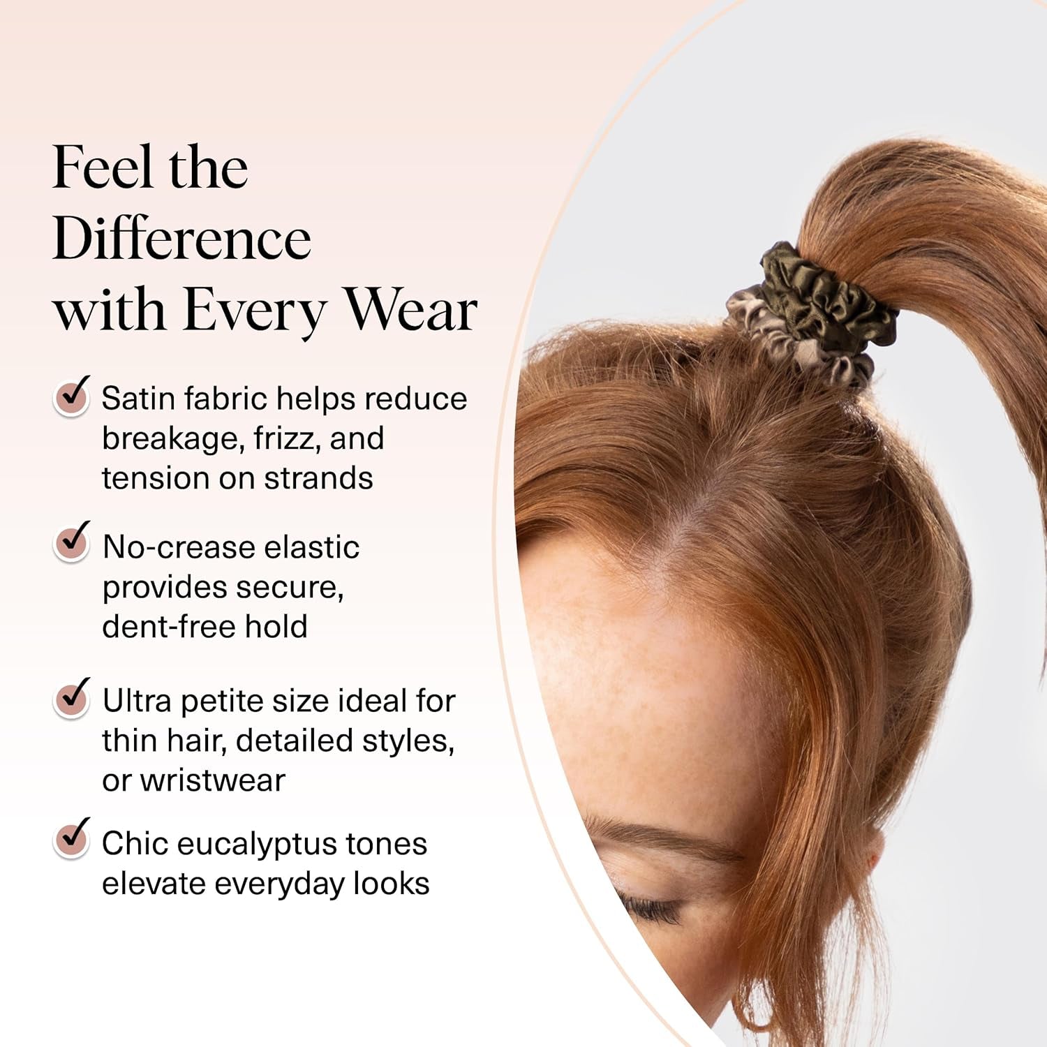 Ultra-Petite Satin Scrunchies for Women - No Crease, Frizz-Free Sleep | Softer than Silk Scrunchies Gentle on Hair Scrunchies for All Hair Types | Stylish Hair Accessories - Eucalyptus, 6Pcs
