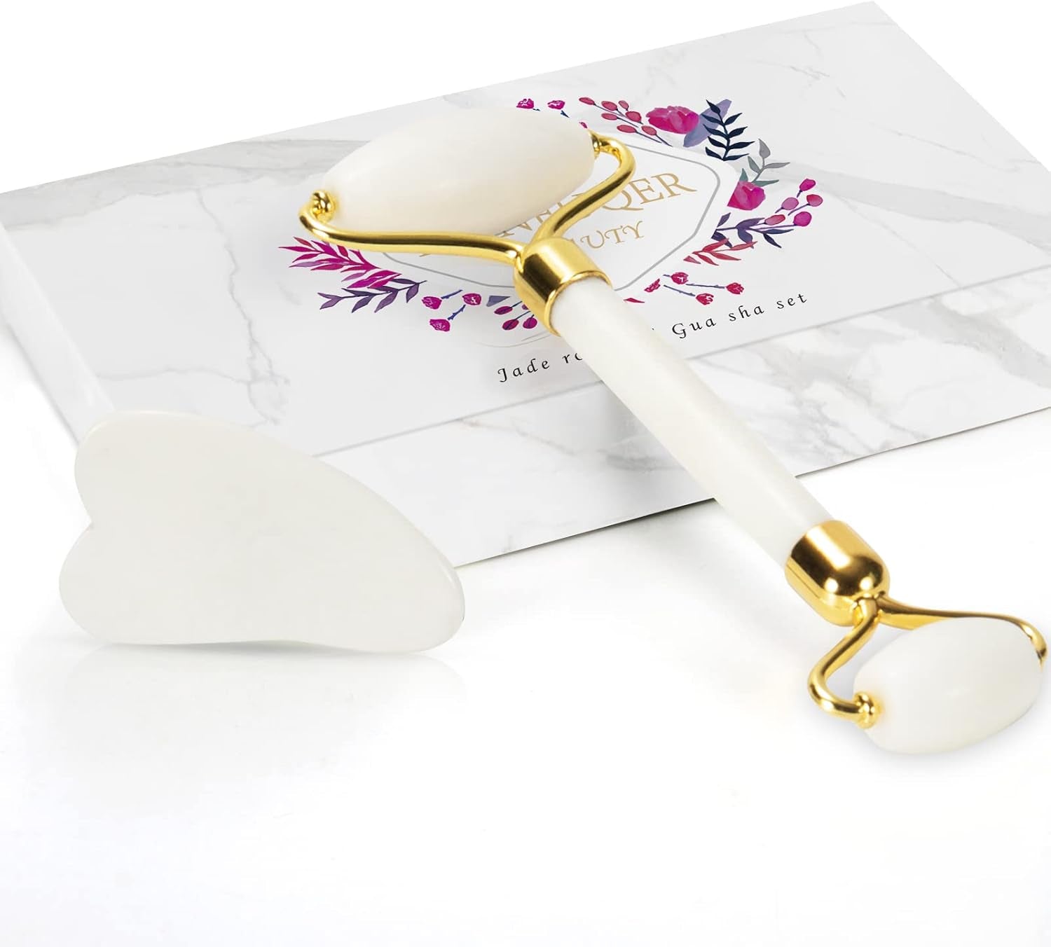 Gua Sha Facial Massage Tool & Jade Roller Set, Facial Massager for Face, Neck, Back, Arms, Legs, Eye,Spa Gifts for Women Gua Sha Facial Massager Reduce Puffiness and Improve Wrinkles