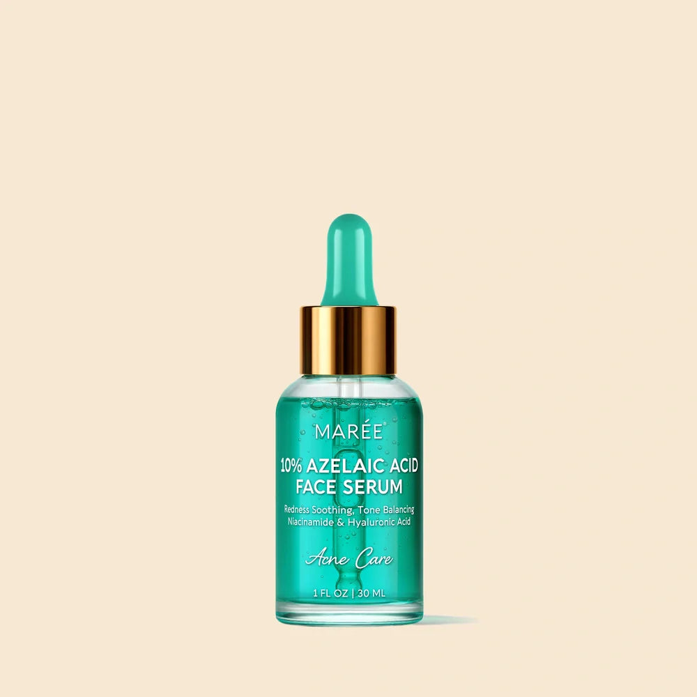 Marée azelaic acid serum bottle against a clean neutral background, a lightweight redness-soothing treatment for sensitive skin