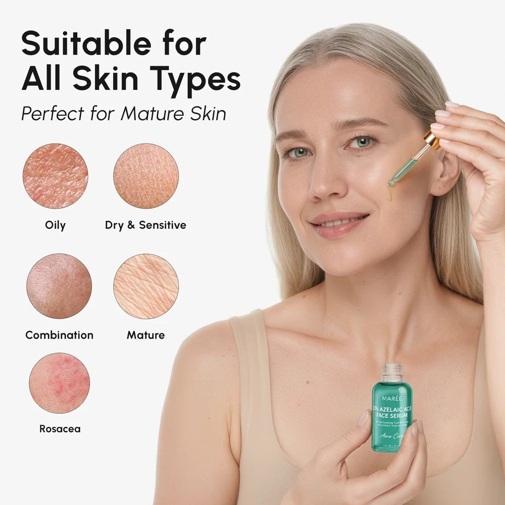 Marée azelaic acid serum bottle against a clean neutral background, a lightweight redness-soothing treatment for sensitive skin