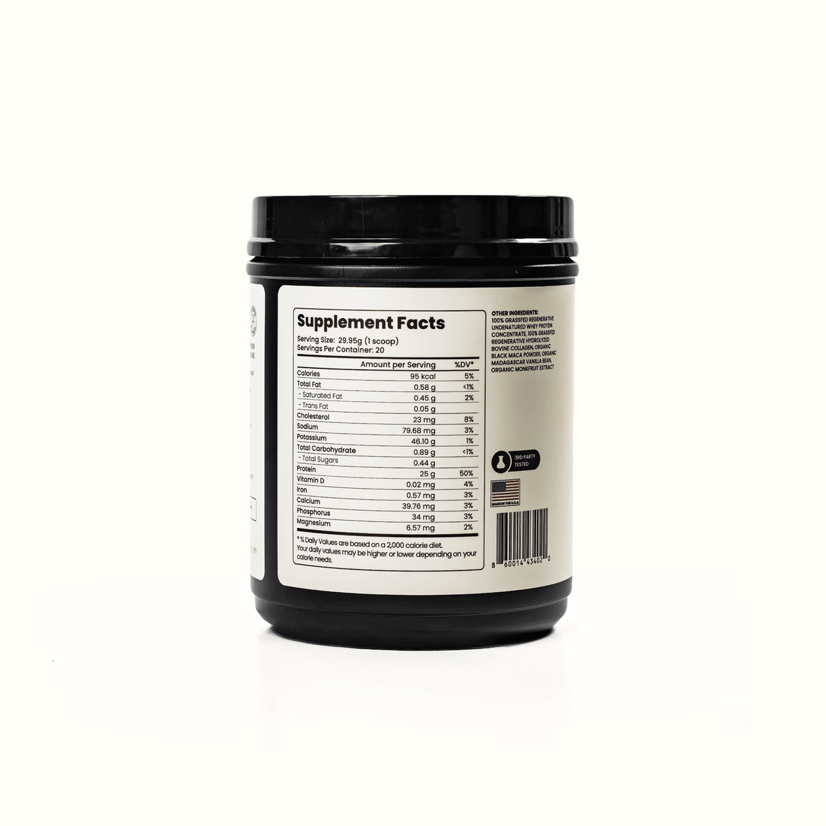 Purishh grass-fed whey and collagen protein powder in chocolate flavor with clean label packaging