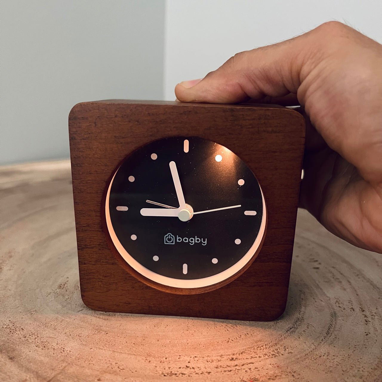 Bagby Minimalist Silent Alarm Clock – Wood Frame