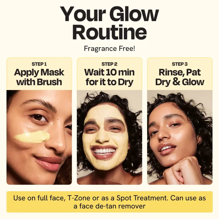 Vitamin C clay mask in jar with turmeric-toned formula, shown with Australian botanical ingredients on a clean white surface
