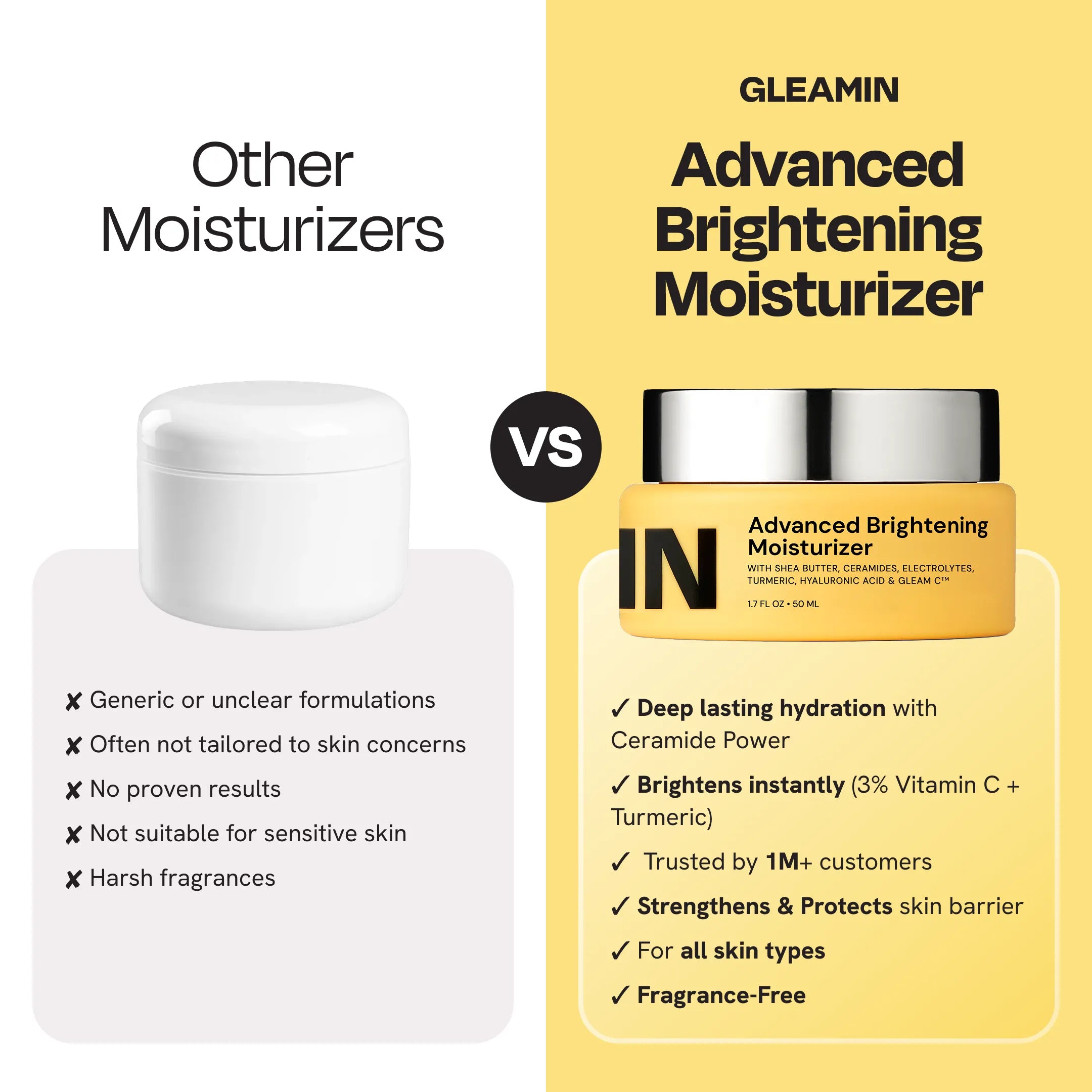 Advanced brightening daily moisturizer with Vitamin C and Hyaluronic Acid in minimalist packaging
