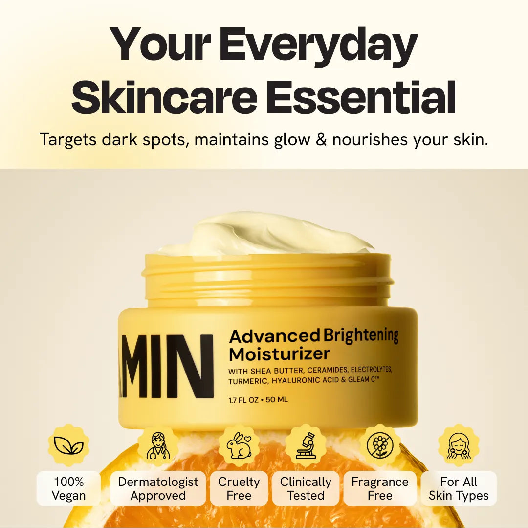 Advanced brightening daily moisturizer with Vitamin C and Hyaluronic Acid in minimalist packaging