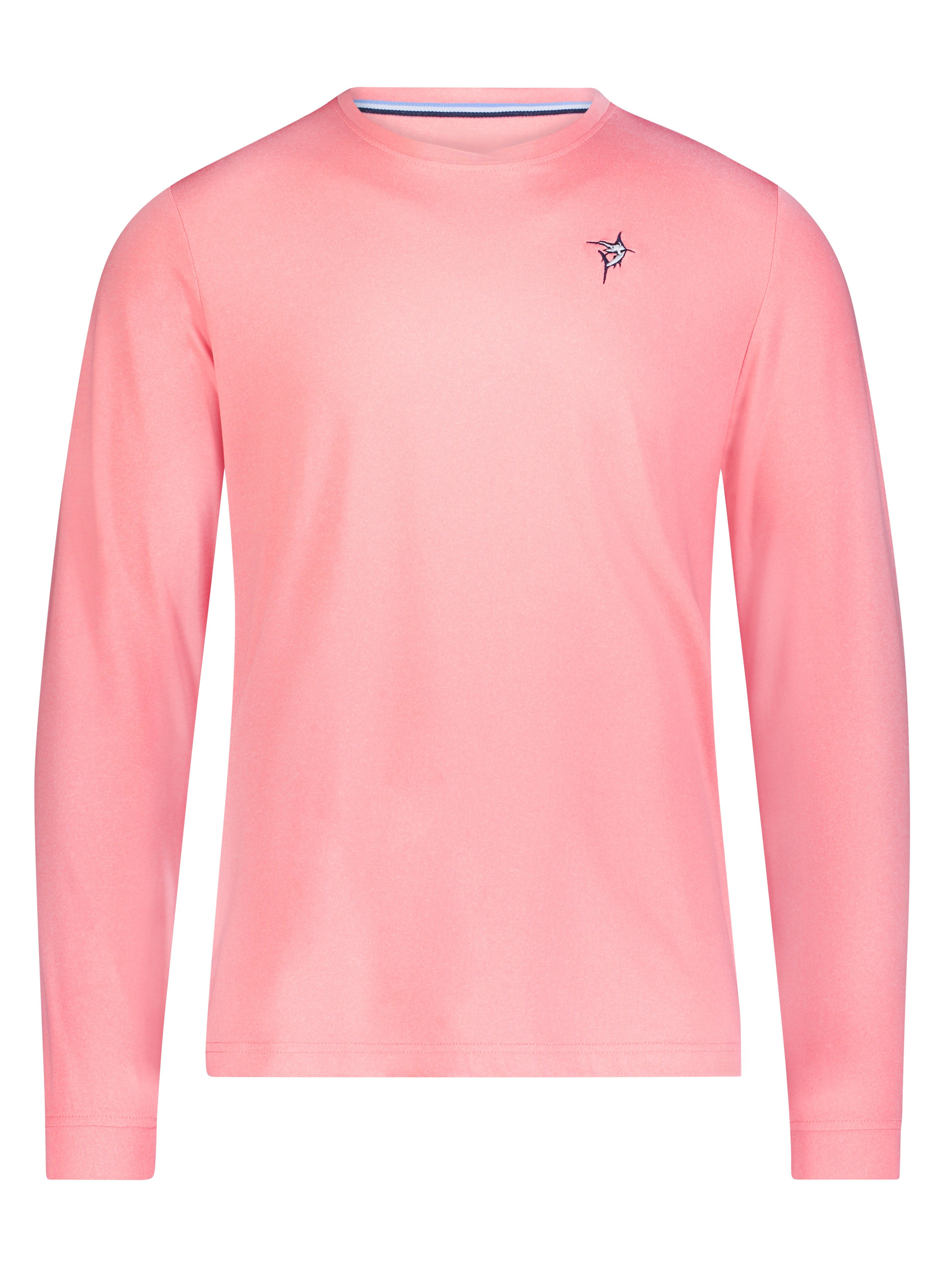Men's black UV50 performance long sleeve tee with embroidered chest logo, brushed stretch fabric
