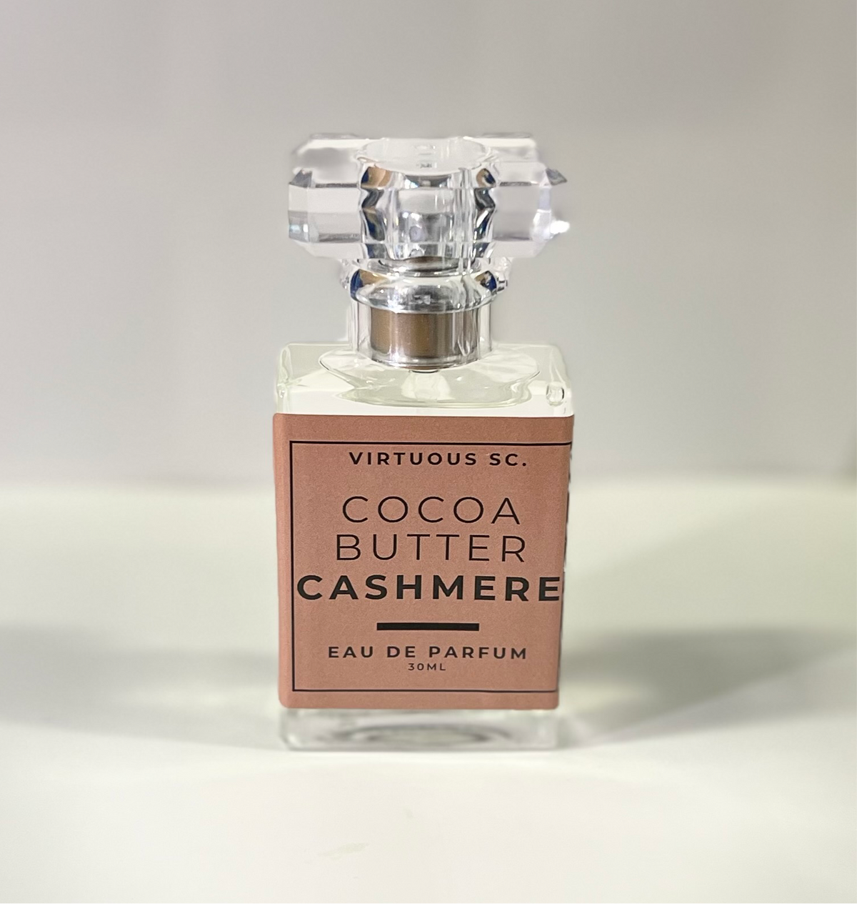 Virtuous Soap Company Cocoa Butter Cashmere 1.7 oz perfume bottle with warm vanilla and cocoa butter scent notes