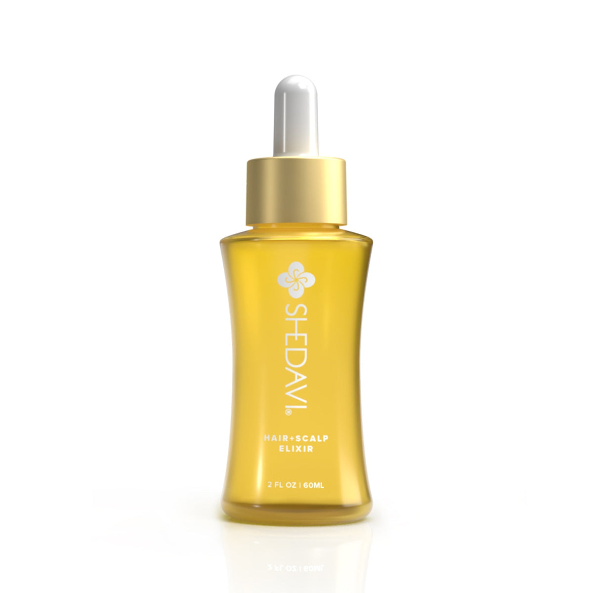 Shedavi Iconic Hair and Scalp Growth Elixir Oil bottle with natural oil ingredients including baobab, peppermint, and coconut