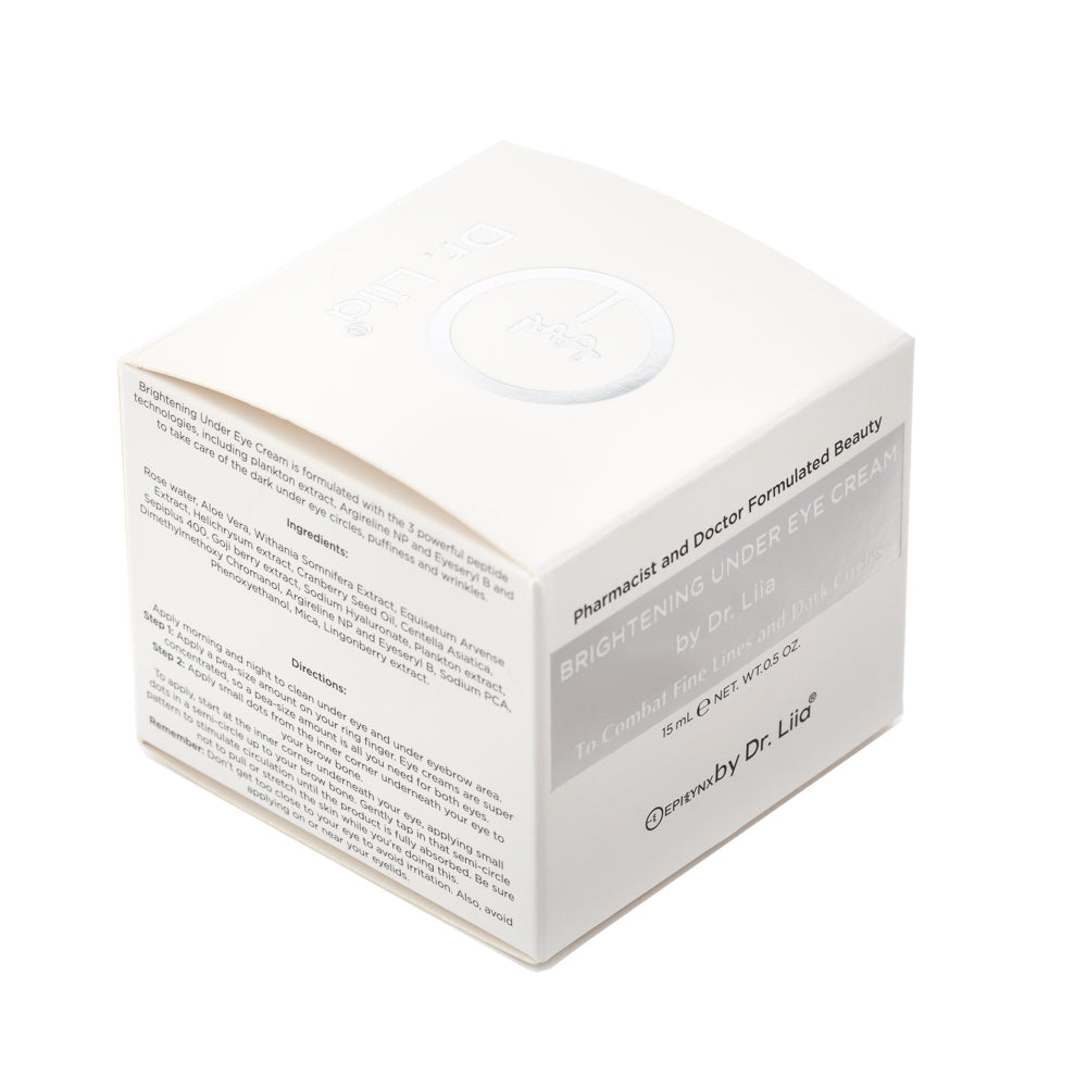 EpiLynx peptide eye cream tube on a clean white surface, hypoallergenic vegan under-eye treatment