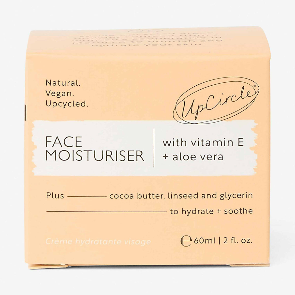 UpCircle Vitamin E Face Moisturizer in a glass jar with aluminum lid on a clean neutral background