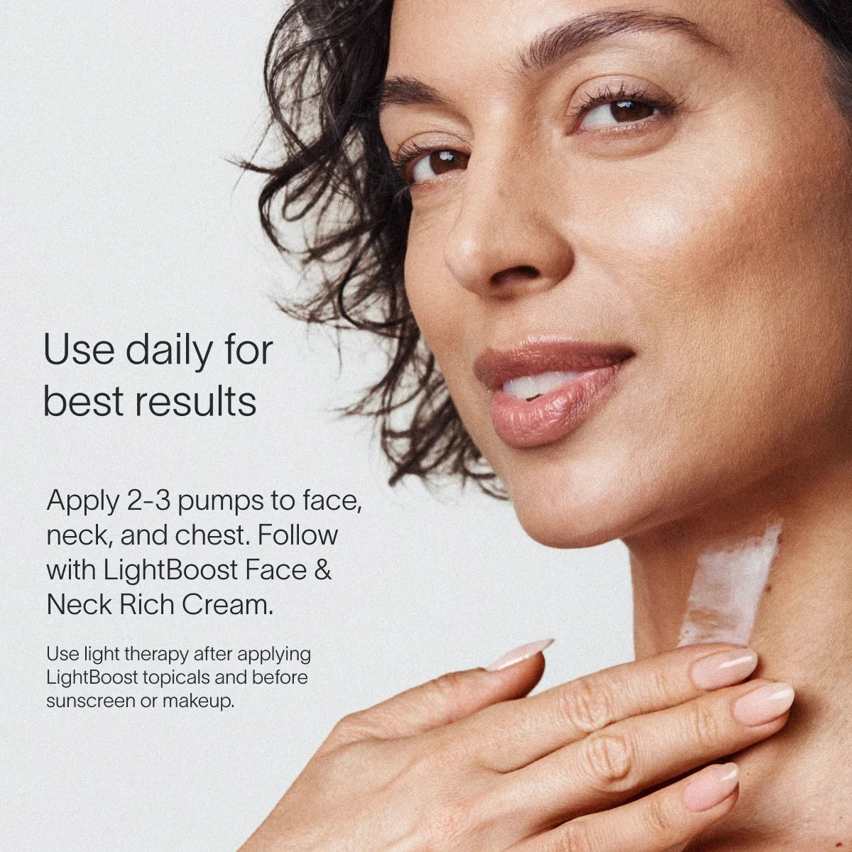 Solawave LightBoost Face and Neck Serum bottle with lightweight peptide and growth factor formula on a clean surface