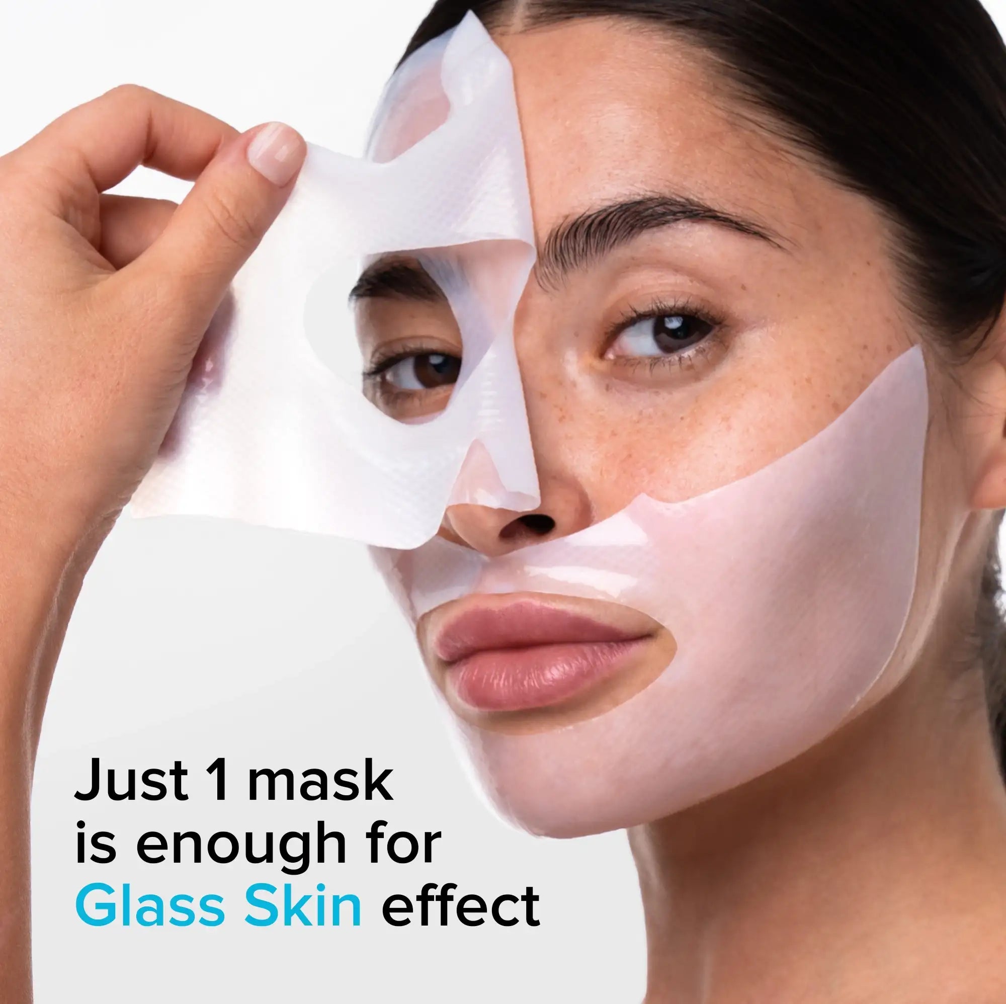 Hydrogel collagen face mask sheet shown flat with niacinamide and hyaluronic acid formula detail