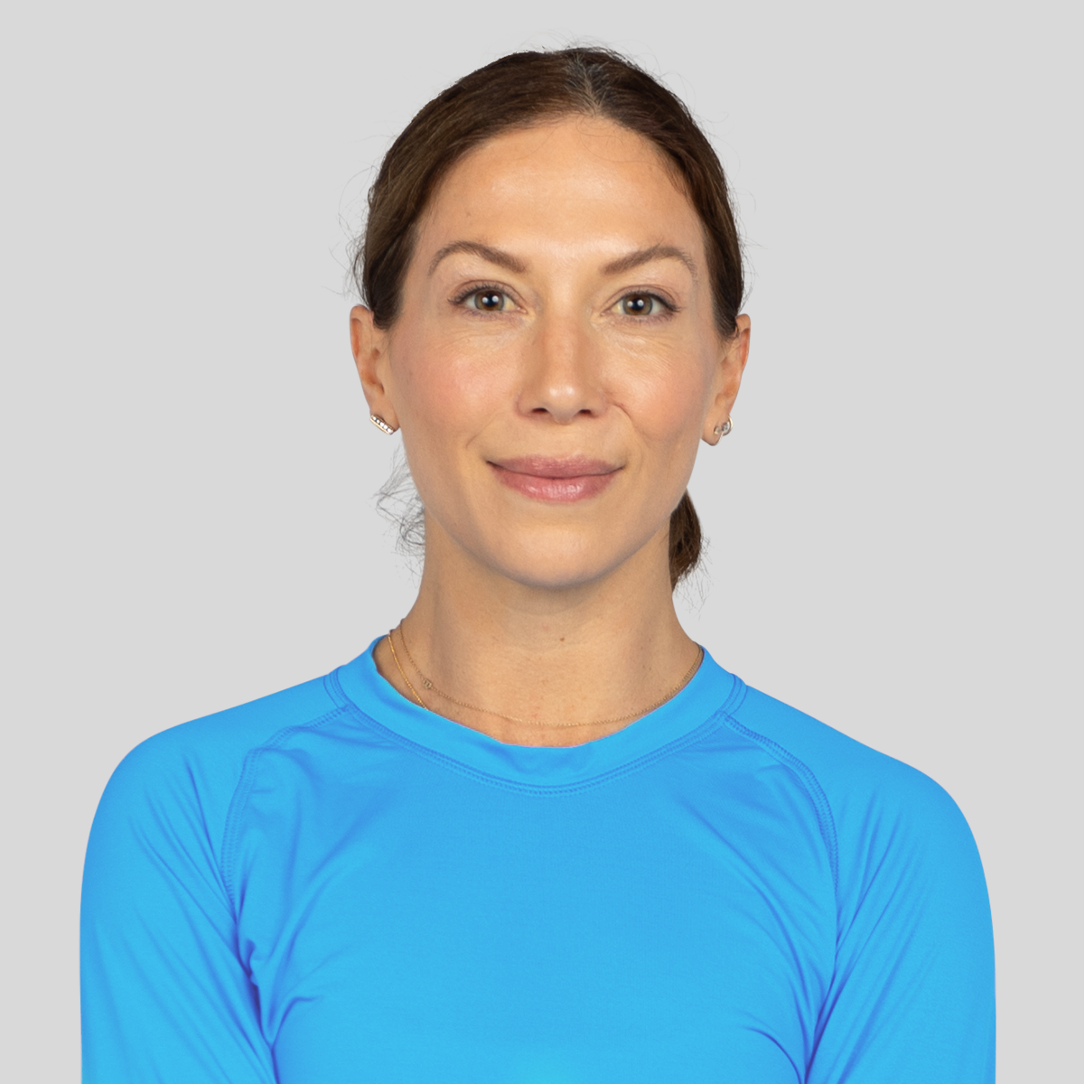 Women's long-sleeve UPF 50+ sun shirt in lightweight Italian fabric with thumbholes, shown from front