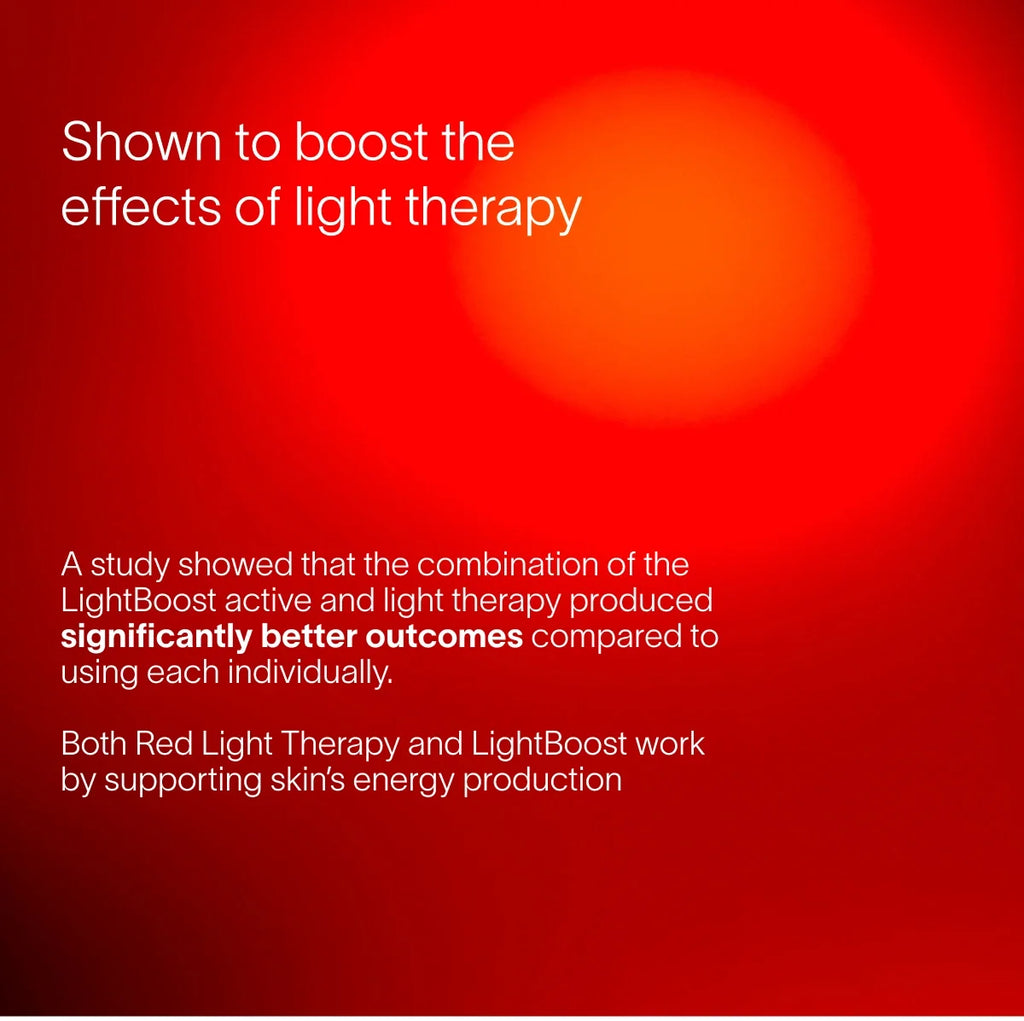 Solawave LightBoost Face and Neck Serum bottle with lightweight peptide and growth factor formula on a clean surface