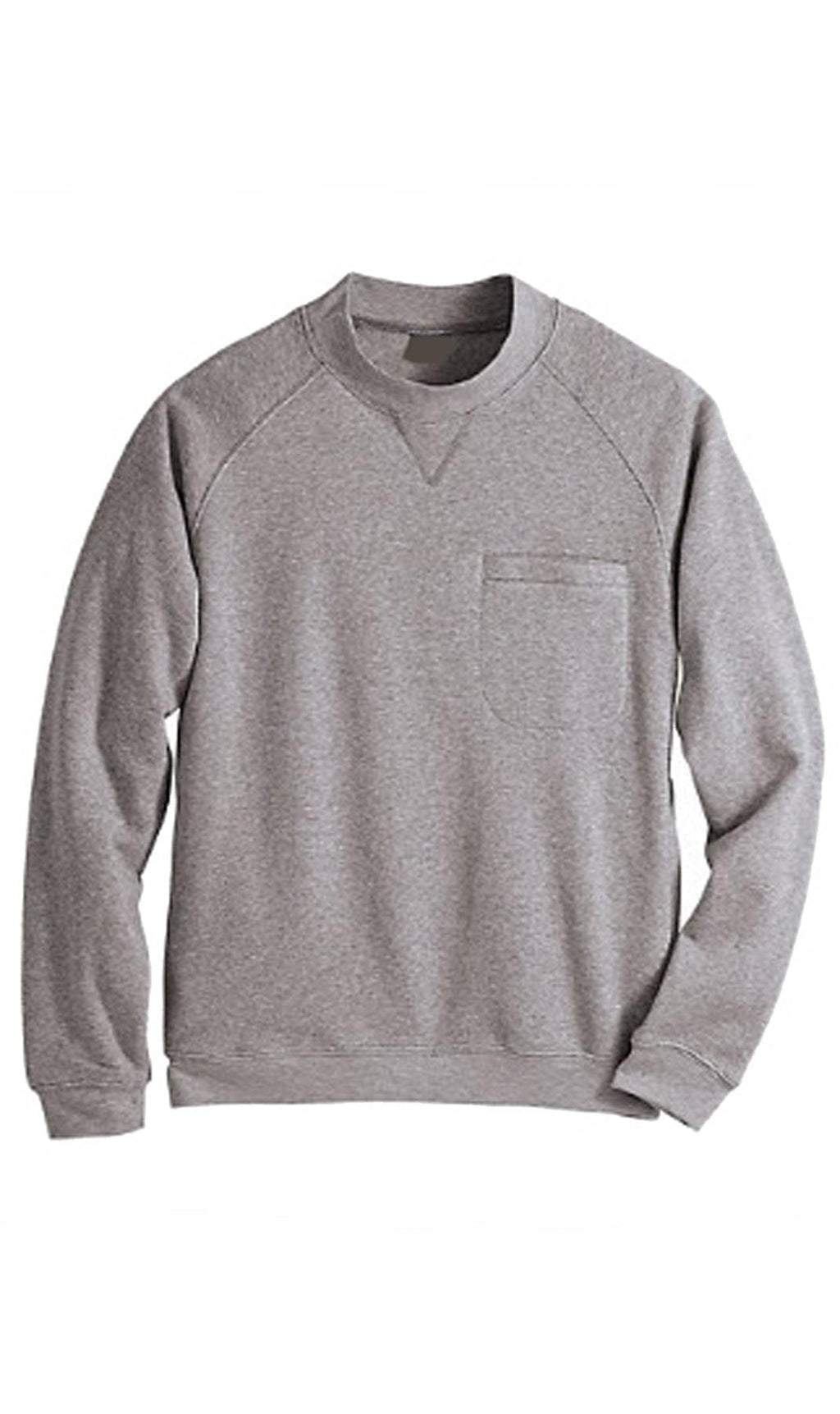 Men's fleece-lined cotton-poly pullover sweatshirt with chest pocket and raglan shoulder seams in a relaxed fit