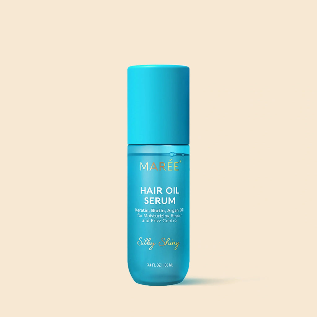 Maree keratin argan oil hair serum bottle for smooth, frizz-free, shiny hair