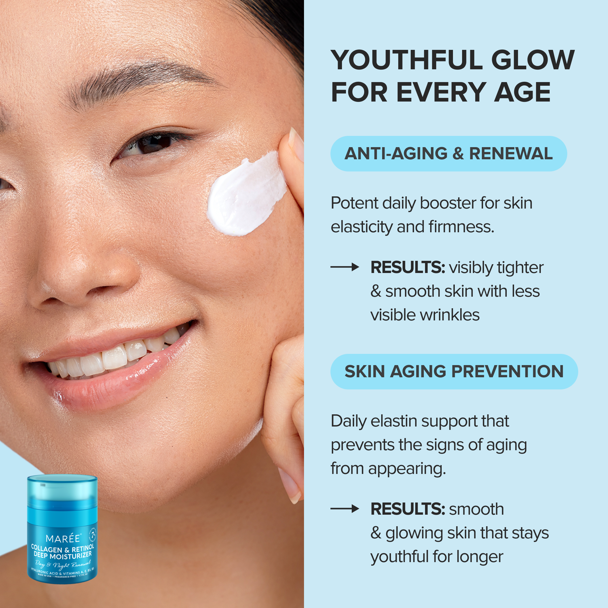 Retinol and collagen anti-aging face cream jar on a clean white surface, front-facing product shot
