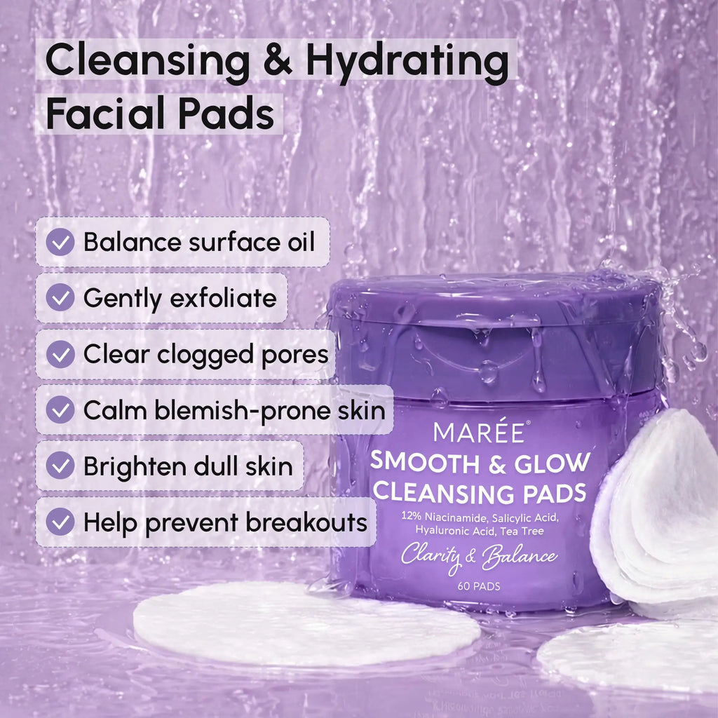 12% niacinamide and hyaluronic acid exfoliating pads in minimalist packaging, shown on a clean skincare flat lay