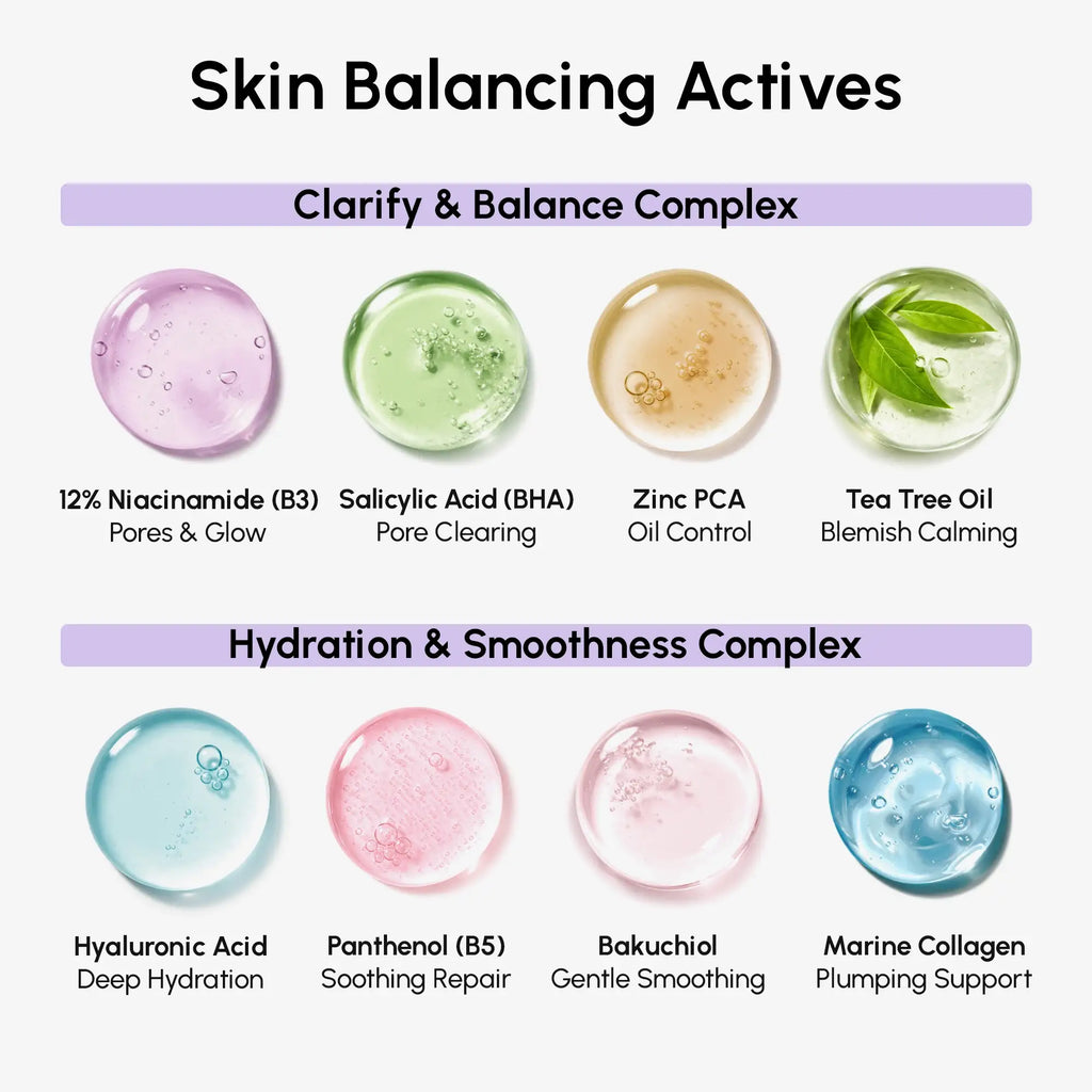 12% niacinamide and hyaluronic acid exfoliating pads in minimalist packaging, shown on a clean skincare flat lay