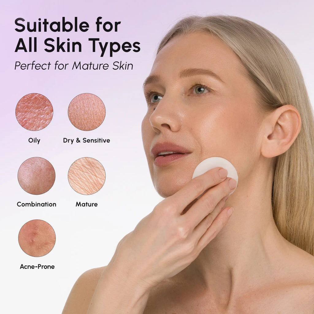 12% niacinamide and hyaluronic acid exfoliating pads in minimalist packaging, shown on a clean skincare flat lay
