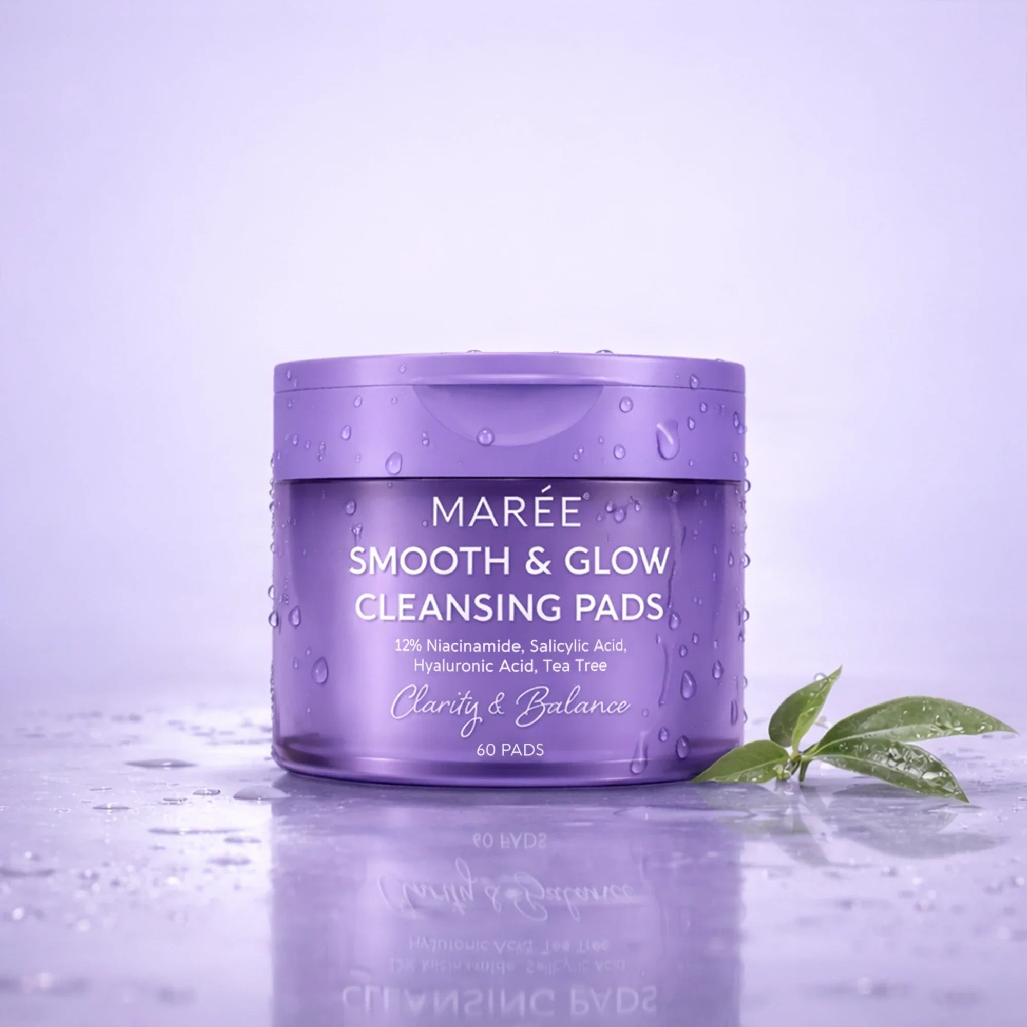 12% niacinamide and hyaluronic acid exfoliating pads in minimalist packaging, shown on a clean skincare flat lay