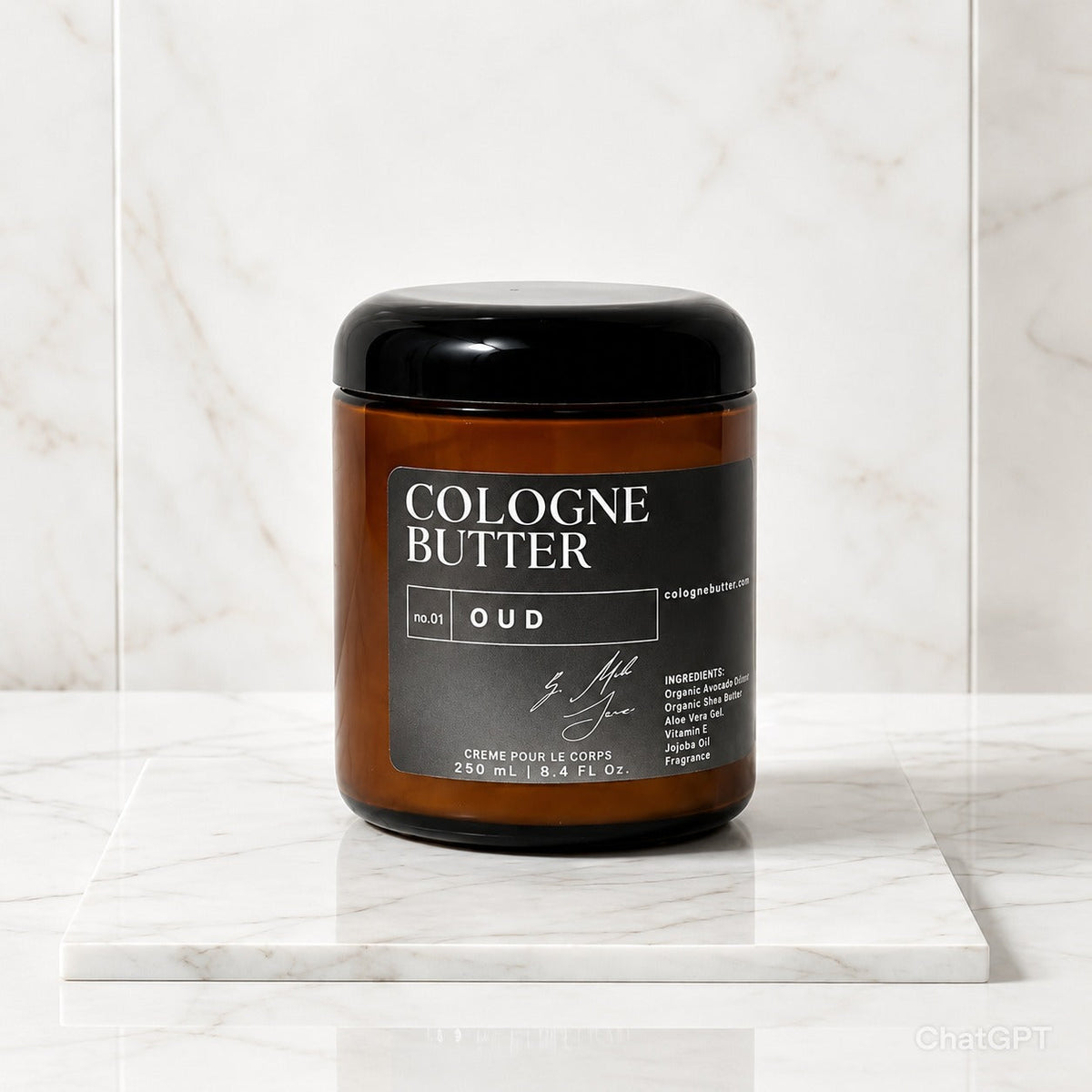 Oud fragrance body butter in a luxurious, creamy texture
