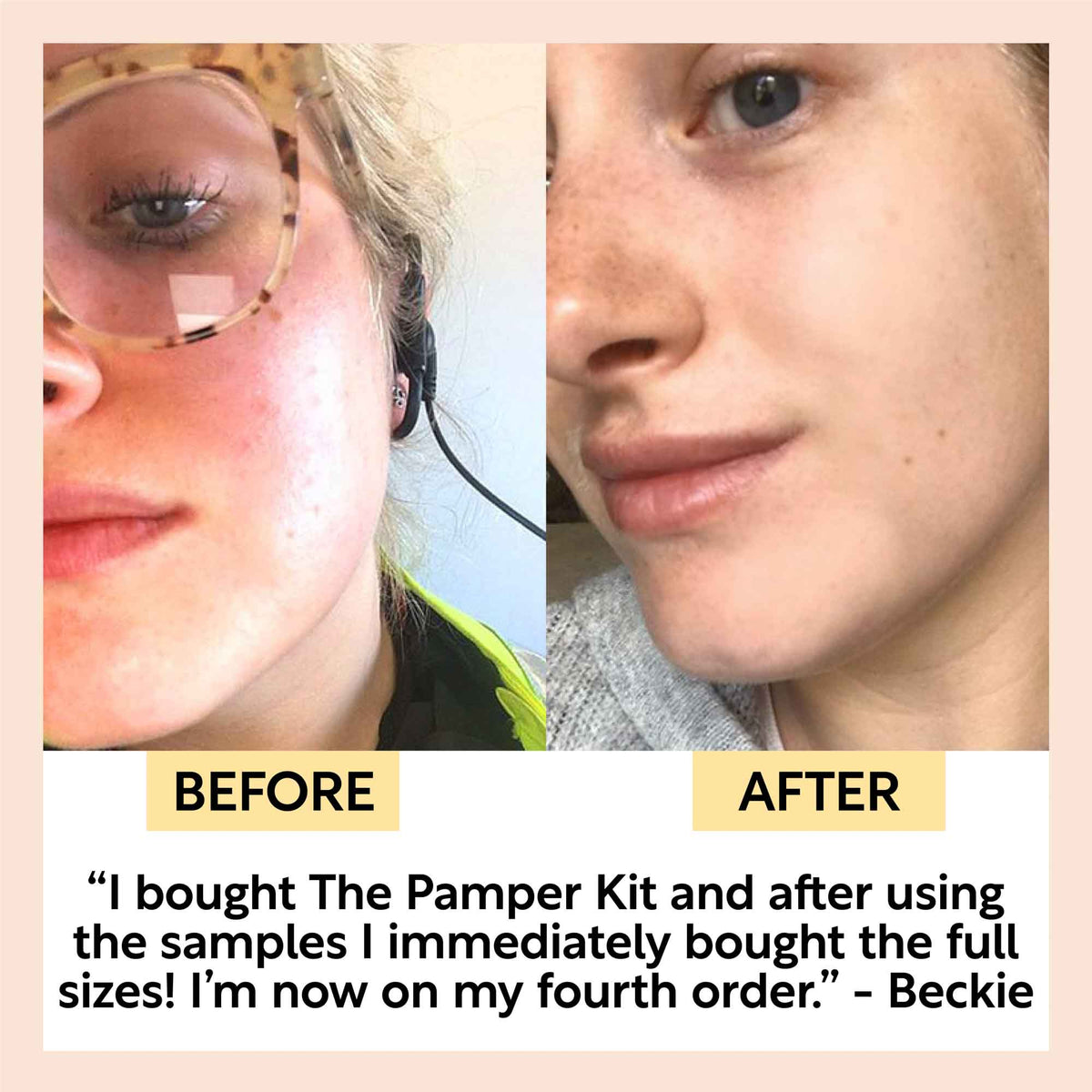 UpCircle Pamper + Gift skincare kit with sample-size face and hair care products and a $20 gift card