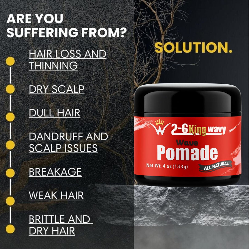 Jar of 26 King Wavy Merch pomade with natural oil ingredients for 360 waves and scalp care