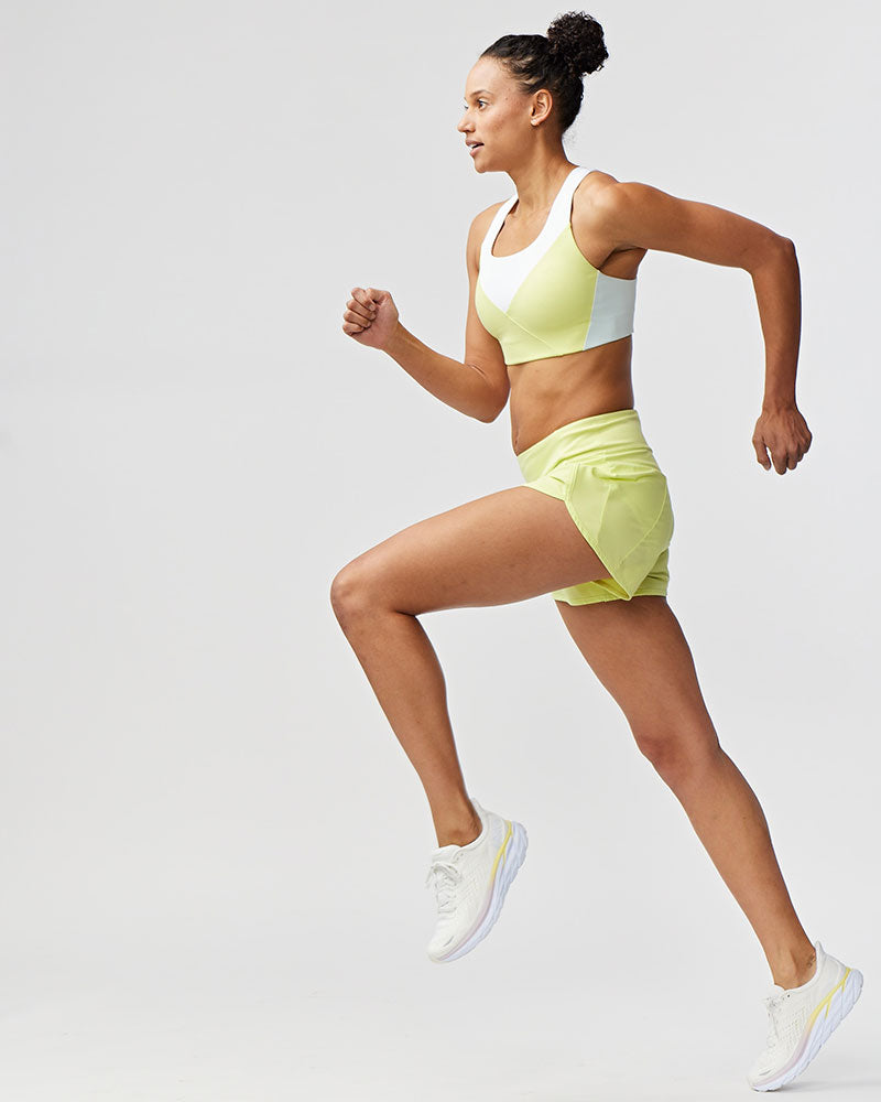 Women's high-rise Sheva running shorts in a body-skimming fit with pleated detail and zip side pocket