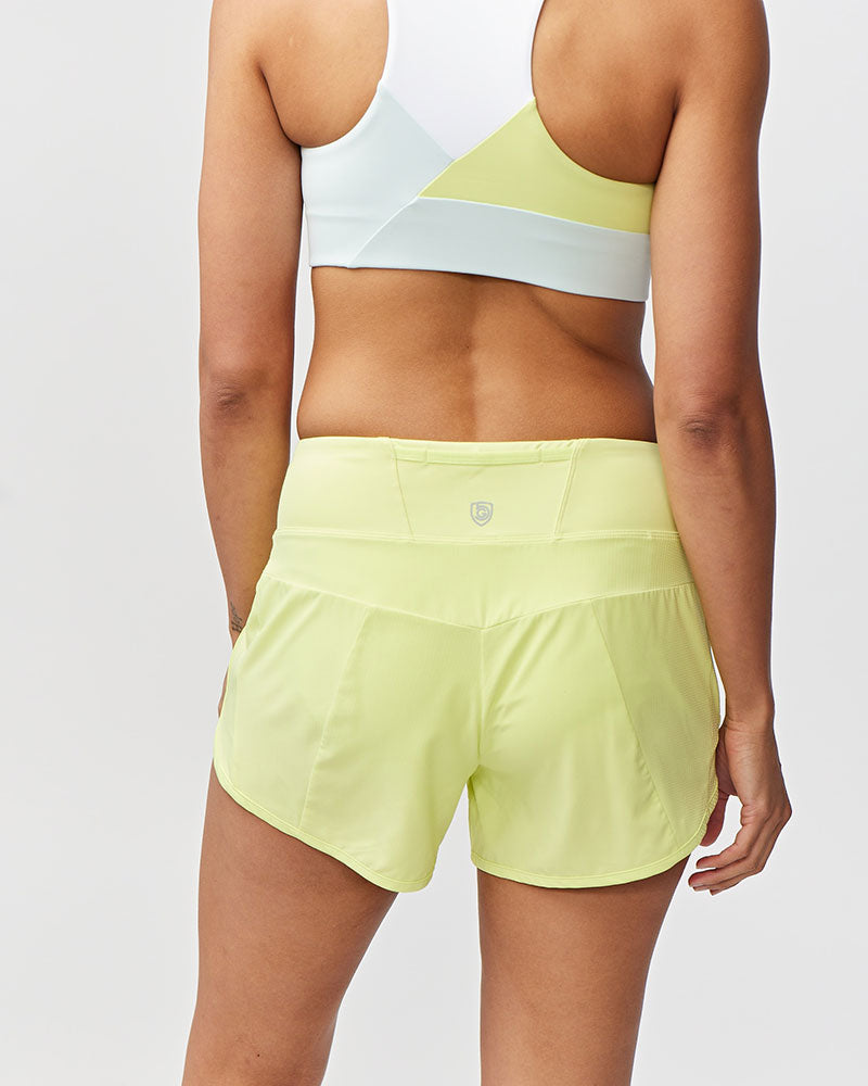 Women's high-rise Sheva running shorts in a body-skimming fit with pleated detail and zip side pocket