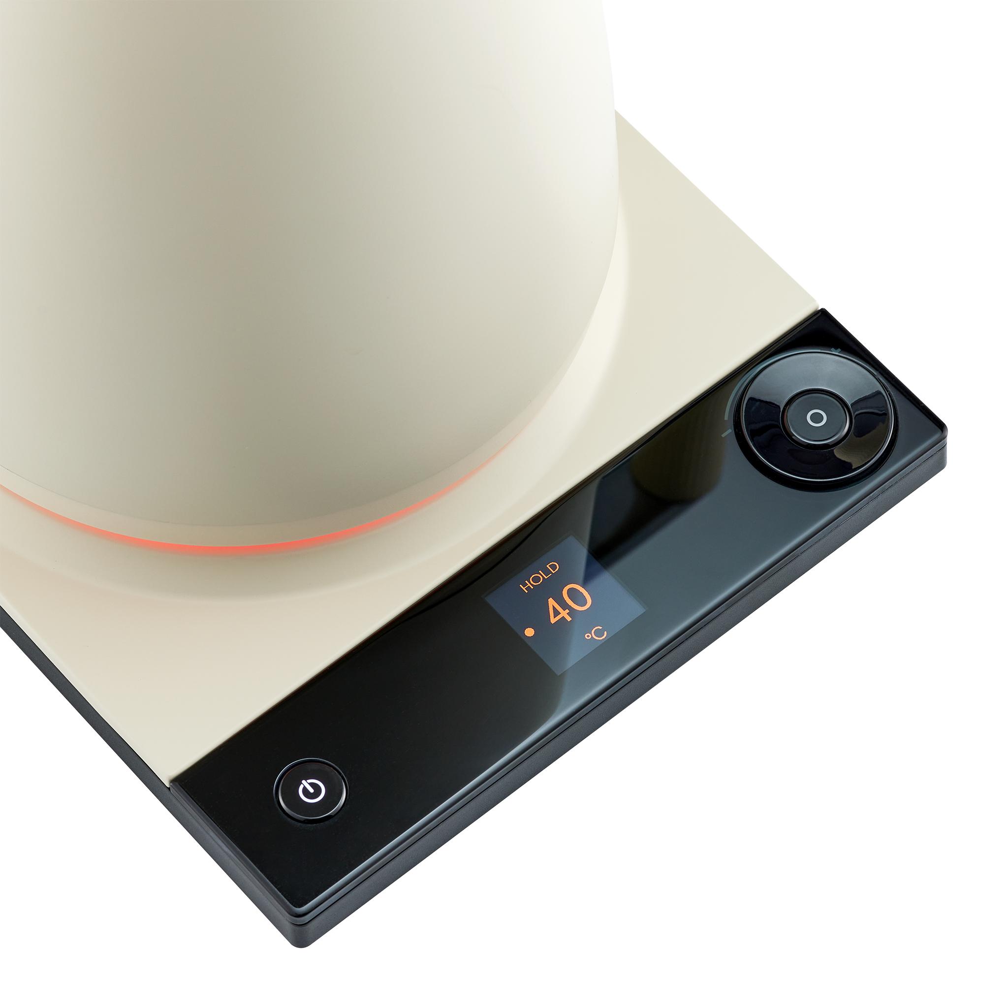 Luna stainless electric kettle with digital temperature display on a clean kitchen countertop