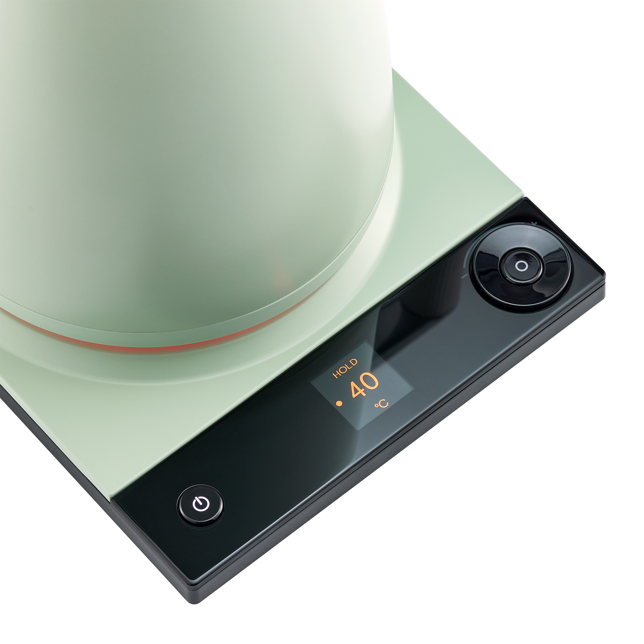 Luna stainless electric kettle with digital temperature display on a clean kitchen countertop
