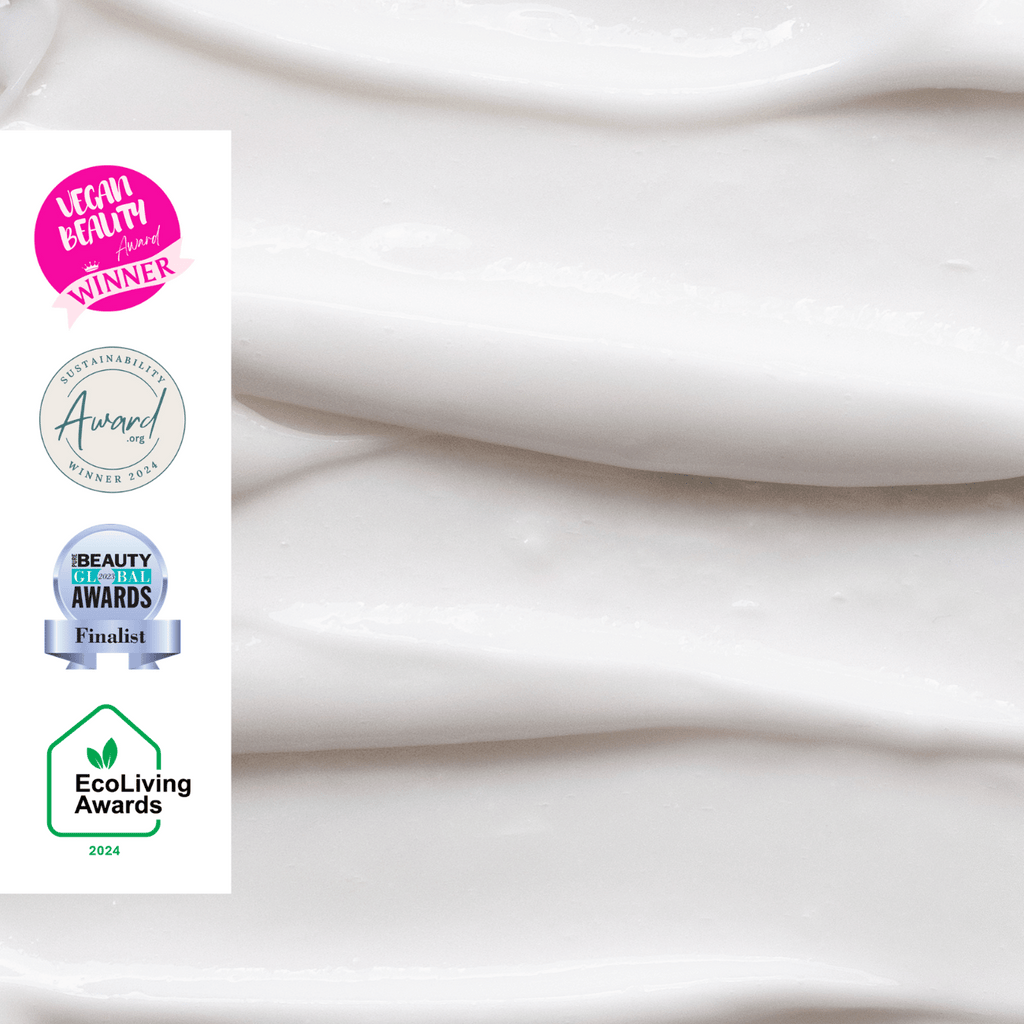 UpCircle Cleansing Face Milk bottle with upcycled oat powder and aloe vera formula on a clean white surface