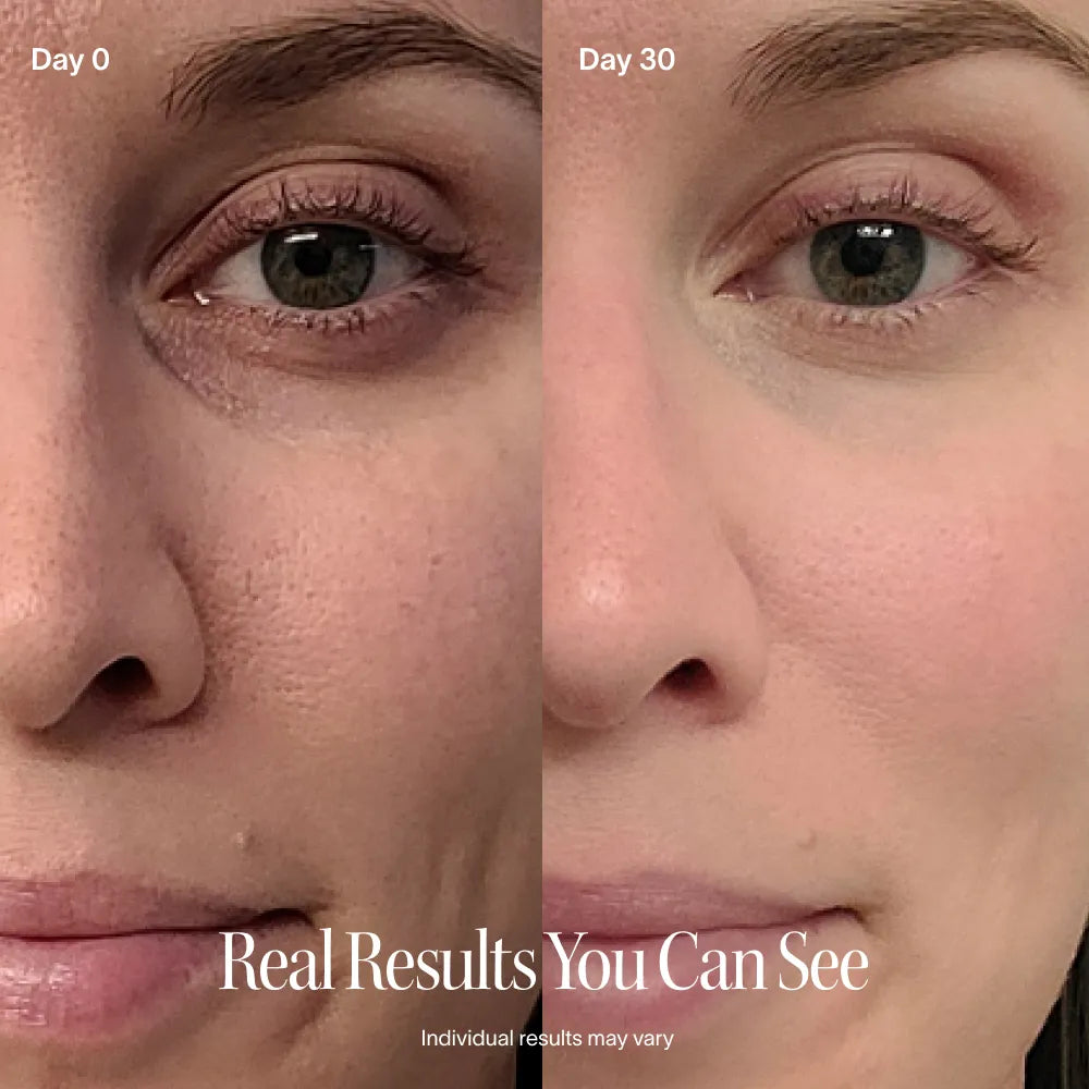 Solawave 4-in-1 red light therapy wand in rose gold next to LightBoost Activating Serum on a clean skincare flat lay