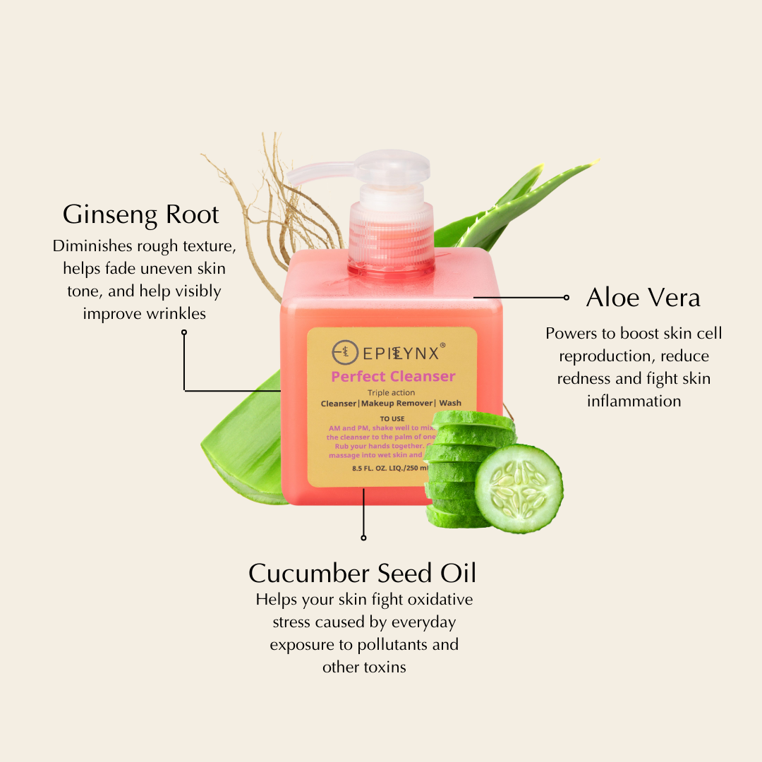 EpiLynx hydrating aloe and cucumber seed oil face wash bottle for sensitive and dry skin