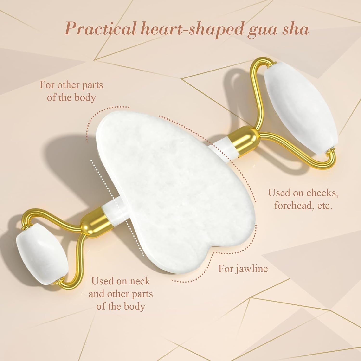 Gua Sha Facial Massage Tool & Jade Roller Set, Facial Massager for Face, Neck, Back, Arms, Legs, Eye,Spa Gifts for Women Gua Sha Facial Massager Reduce Puffiness and Improve Wrinkles