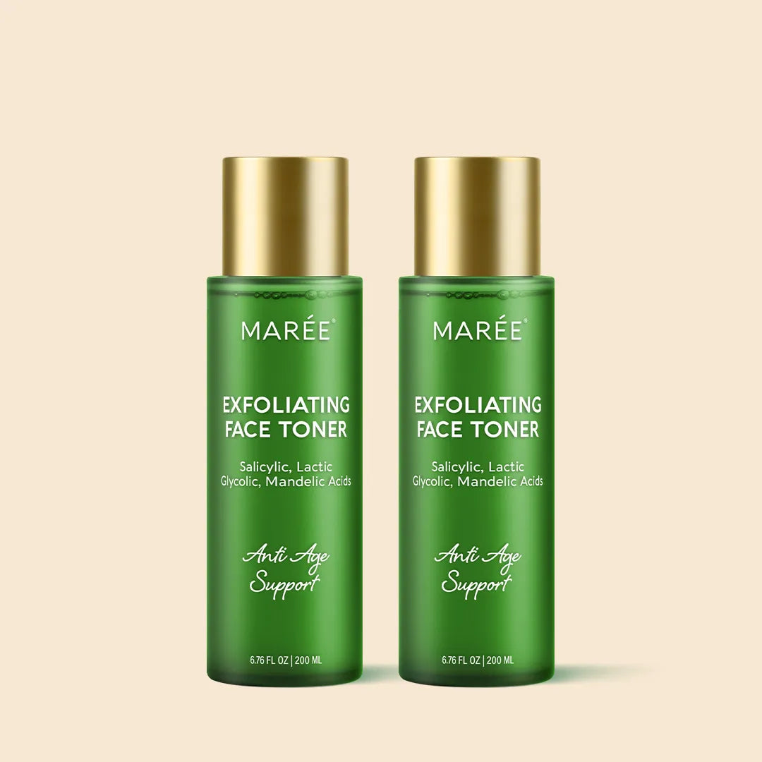 Marée Daily Glow Exfoliating Toner bottle on a clean surface, water-light acid toner for smooth glowing skin