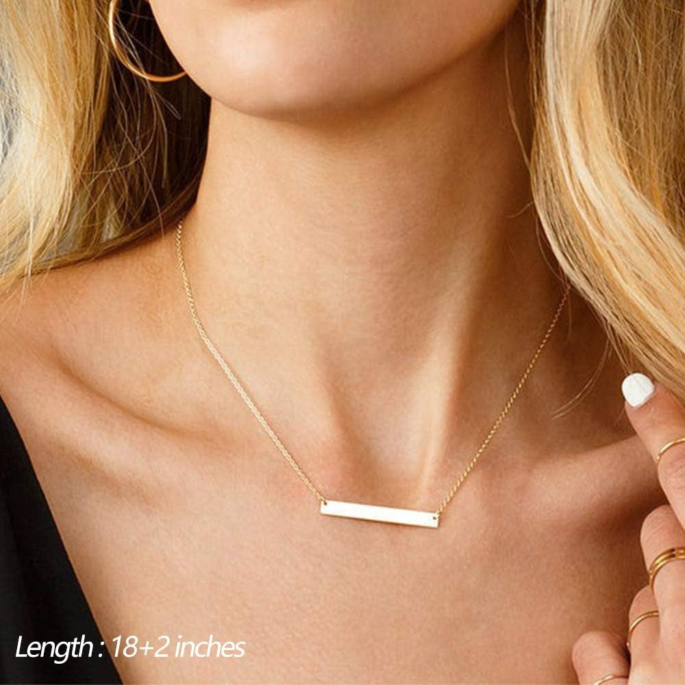 Dainty Layered Choker Necklace, Handmade Y Pendant Necklace Multilayer Bar Disc Necklace Adjustable Layering Choker Necklaces for Women