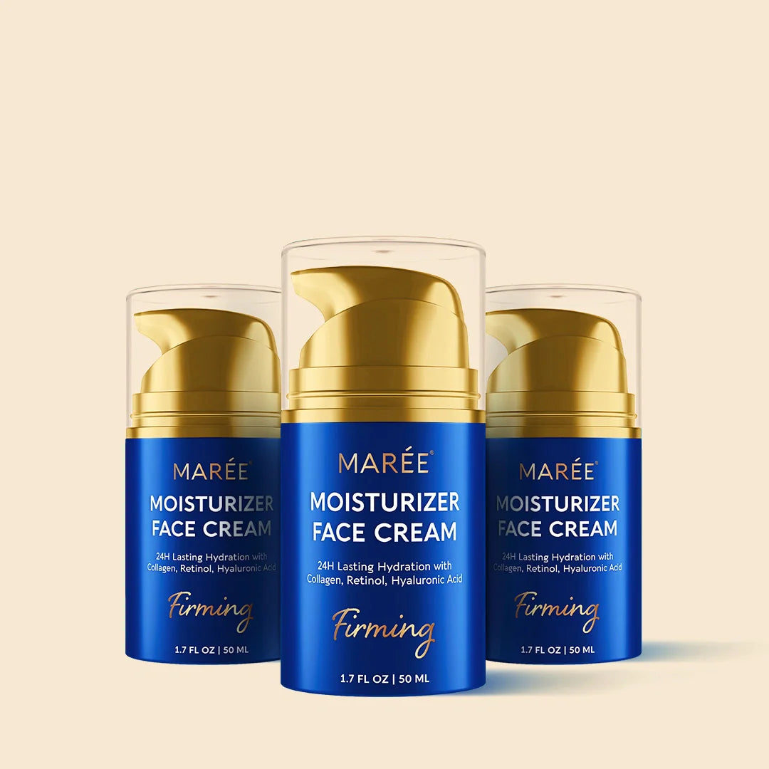 Marée collagen firming and lifting face moisturizer cream jar on a clean light surface